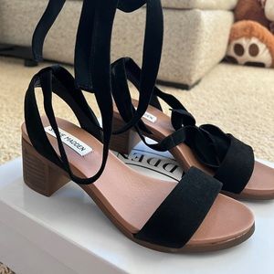 Steve Madden black suede tie up heel sandals